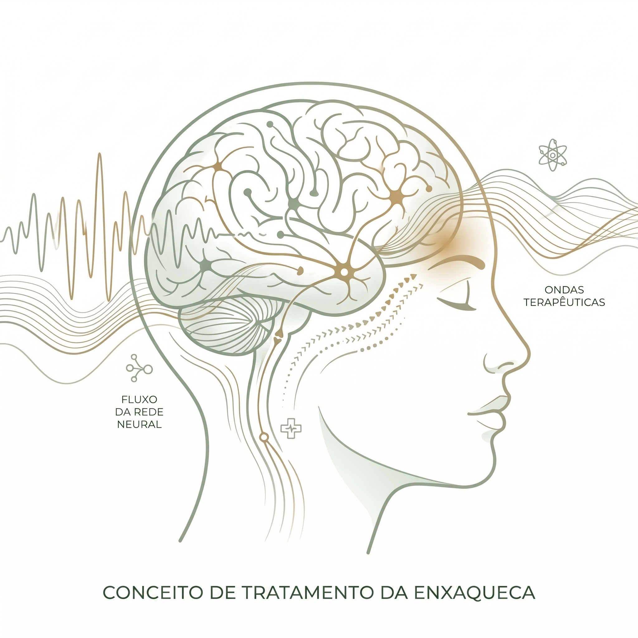 Ilustração de enxaqueca e tratamento neurológico